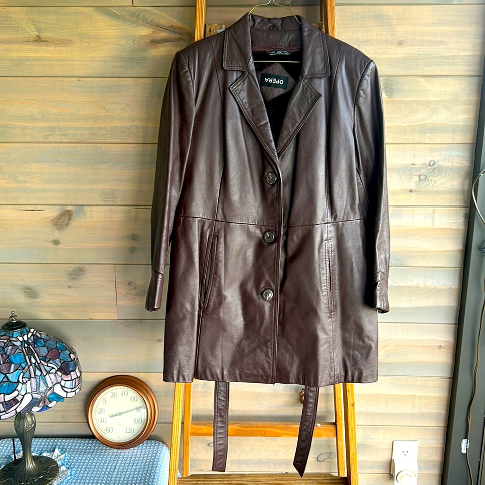 Vintage Brown OPERA Leather Jacket with Zip Out Lining 13/14